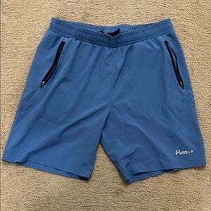 Pudolla Blue Athletic Shorts with Zipper Pockets
